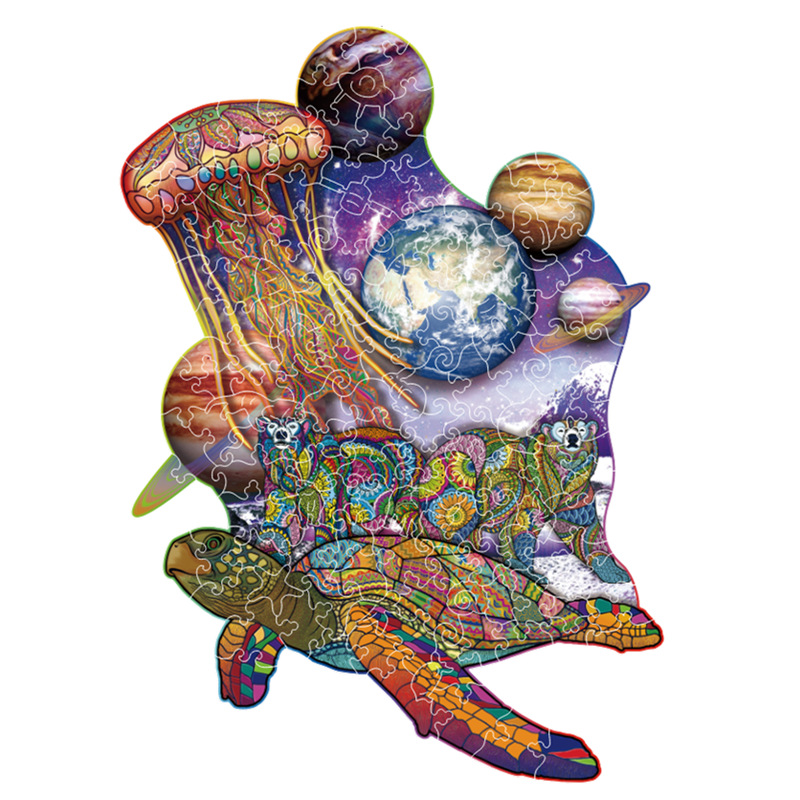 Lobo transfronterizo, león, animal, rompecabezas de madera en forma al por mayor, rompecabezas de madera irregular, juguetes de rompecabezas transfronterizos