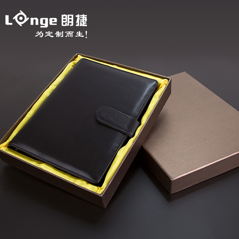 Caja de regalo de cuaderno de hojas sueltas de cuero de vaca de doble capa A5 de alta gama para BOSS Business Bloc de notas cuaderno de hojas sueltas