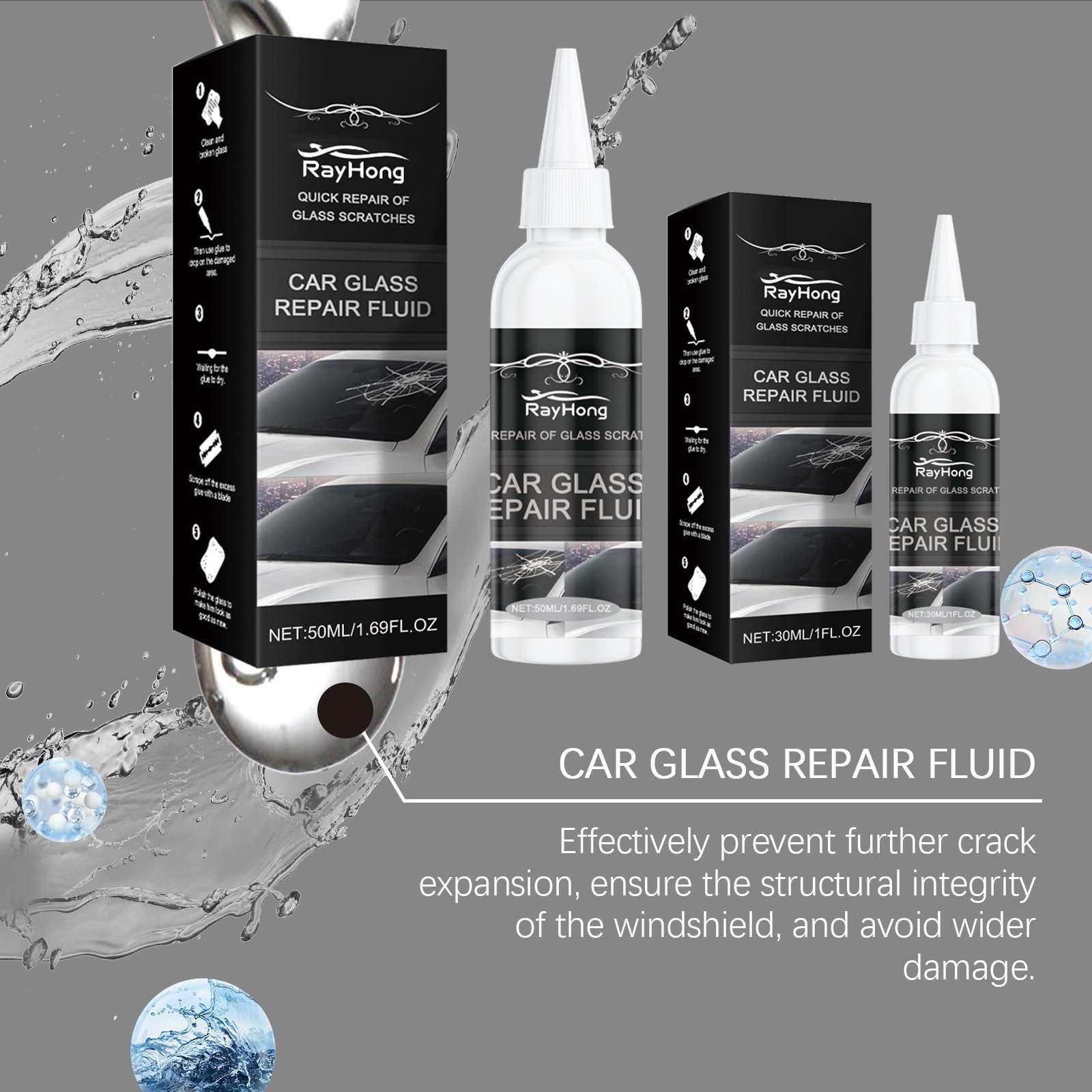 Rayhong Car Glass Repair Glue Glass Nano Repair Liquid Quick Repair Crack Glass Care Glue