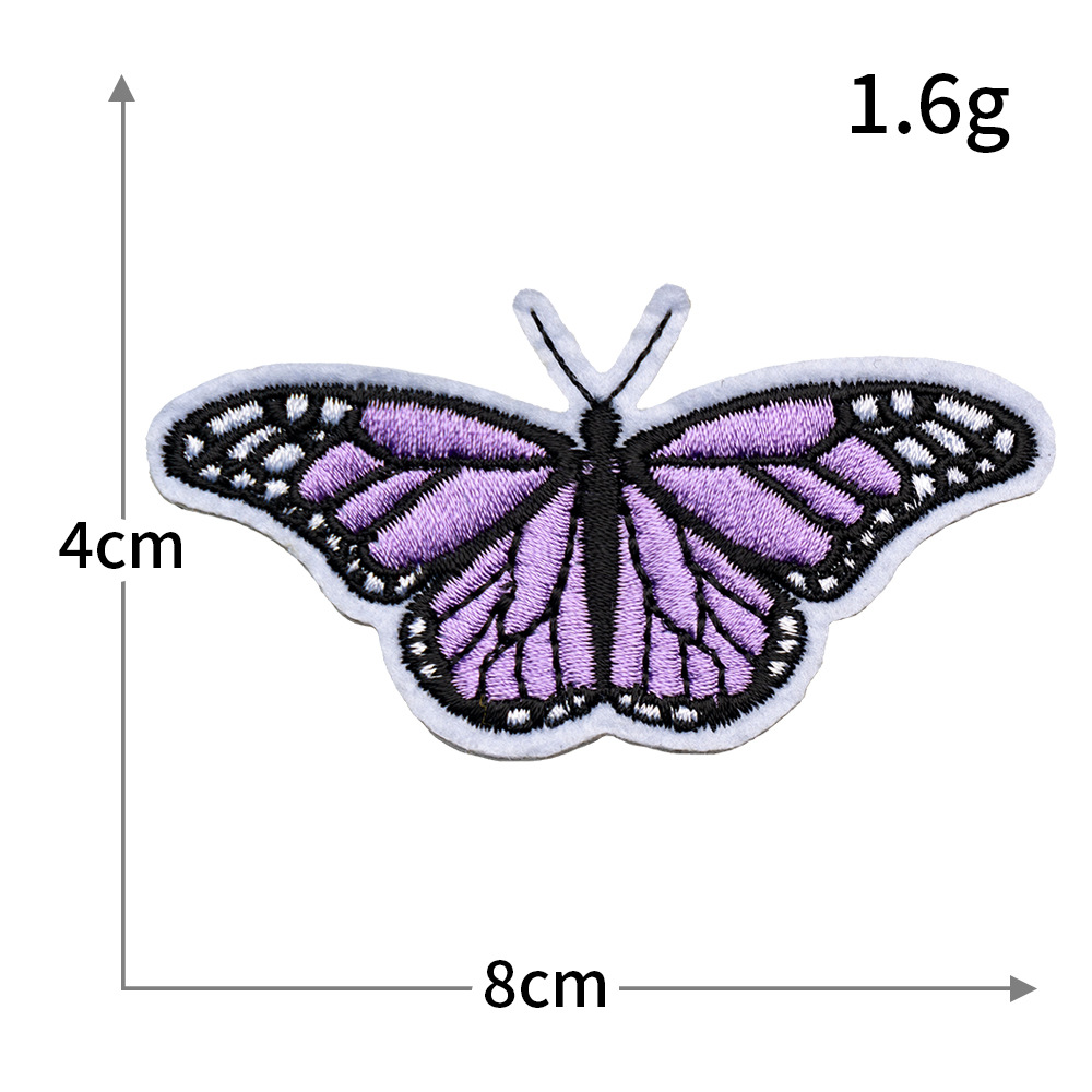 Pegatinas de tela de bordado de mariposa de color, sin costura, bordado por computadora, accesorios de ropa de bricolaje, pegatinas decorativas, pegatinas de parche, personalización al por mayor