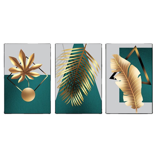 Nordic style living room triptych sofa background wall hanging painting plant leaves light luxury mural modern entrance decorative painting