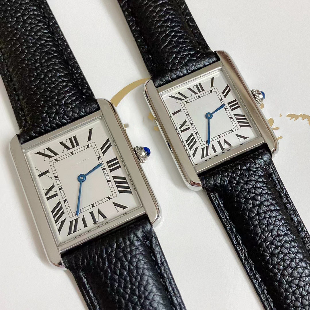Unisex Quartz Wrist Watch Minimalist Blue Hands Square Dial_voghion.com