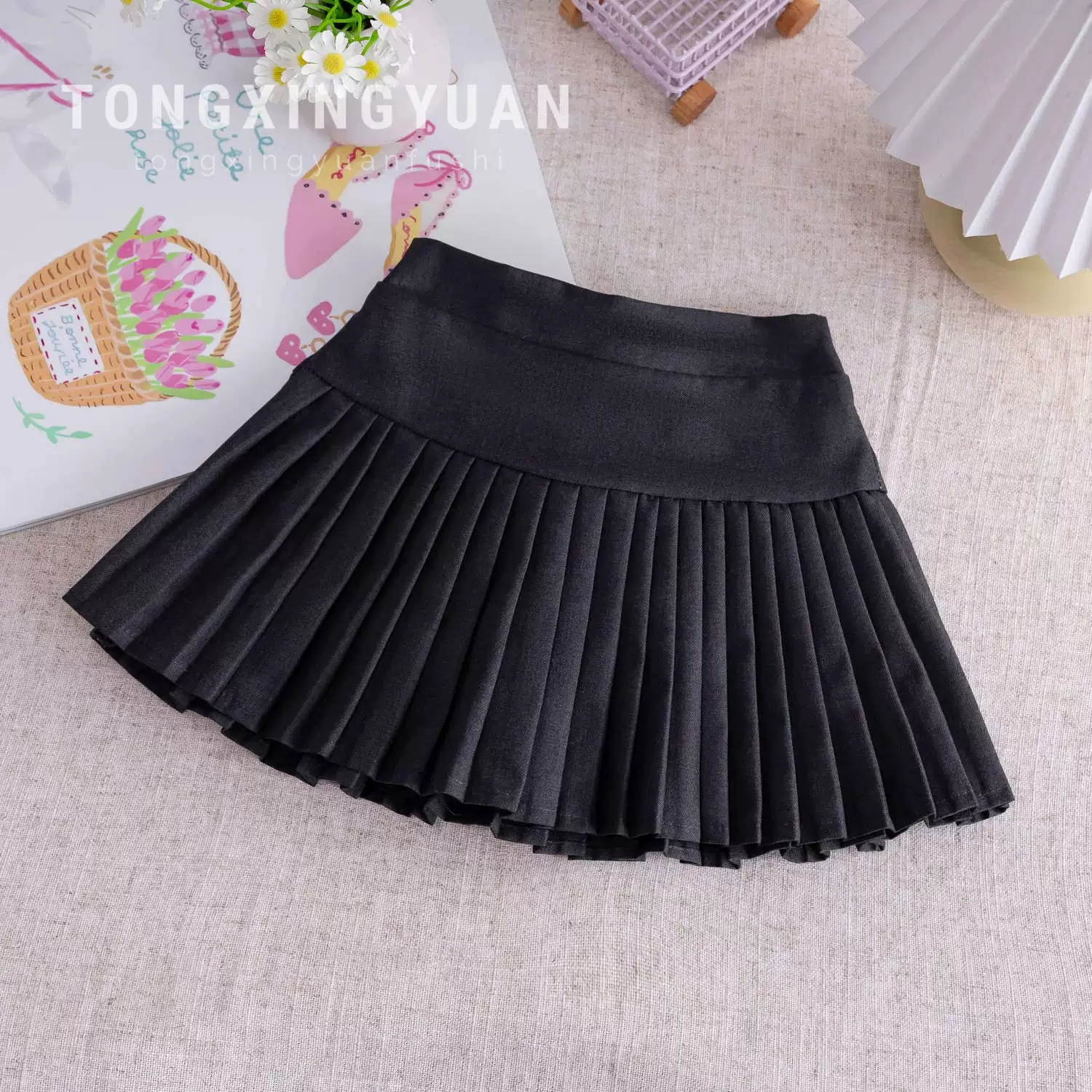 Детский летний комплект, цветное поло для девочки, футболка, pleated skirt, западный стиль