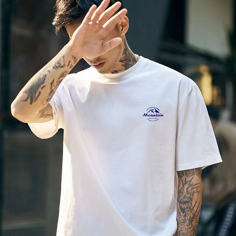 Verano hombre camiseta de moda juvenil blanco puro cuello redondo impresión de topas casuales retro pareja