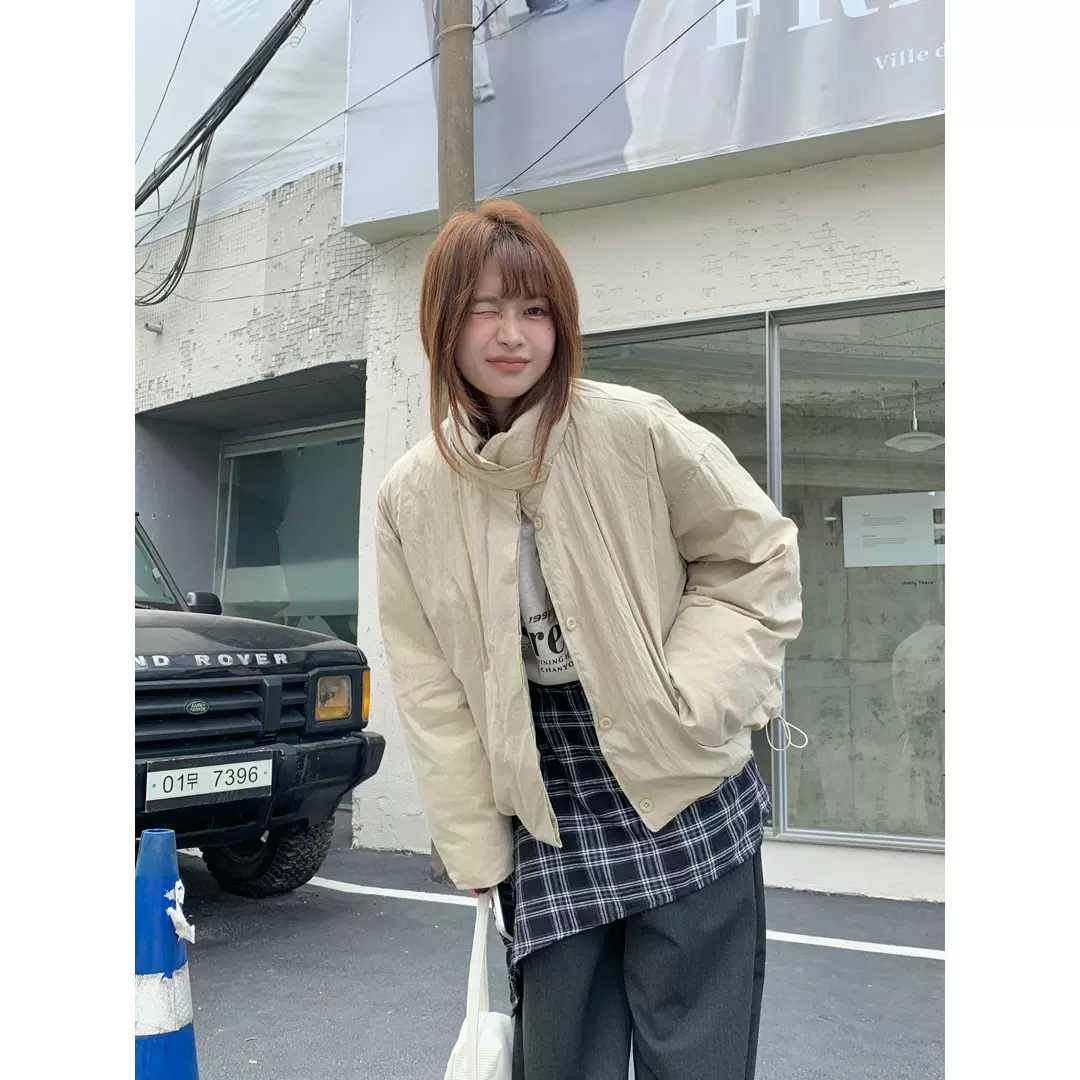 GAGD 乖巧时髦立领羽绒服女 韩系百搭单排扣小个子短款保暖羽绒服