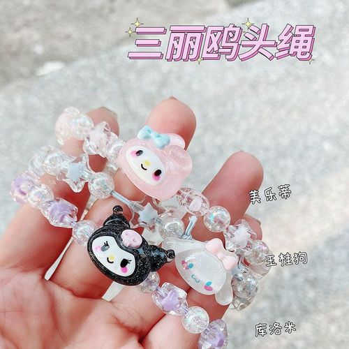 Sanrio kuromi cinnamon dog bracelet super fairy sweet couple crystal bead bracelet headband for women