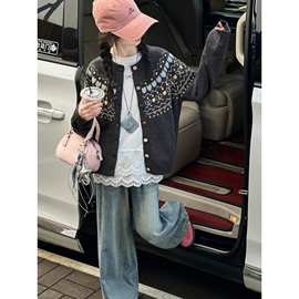 冬季中大女童毛衣新款冬装童装儿童提花毛衣女孩开衫针织衫外批发