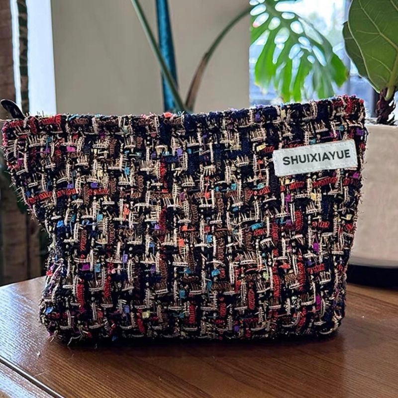 Bolsa de cosméticos de gran capacidad portátil fresco pequeño floral ins bolsa de almacenamiento bolsa de lavado elegante bolsa de almacenamiento jacquard