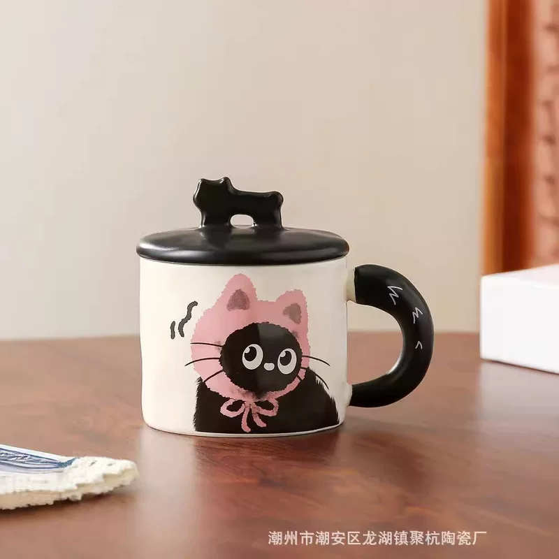 Cat Ceramic Mug, Cute Illustrated Ceramic Cup, 301–400 ml, Gift Box Option