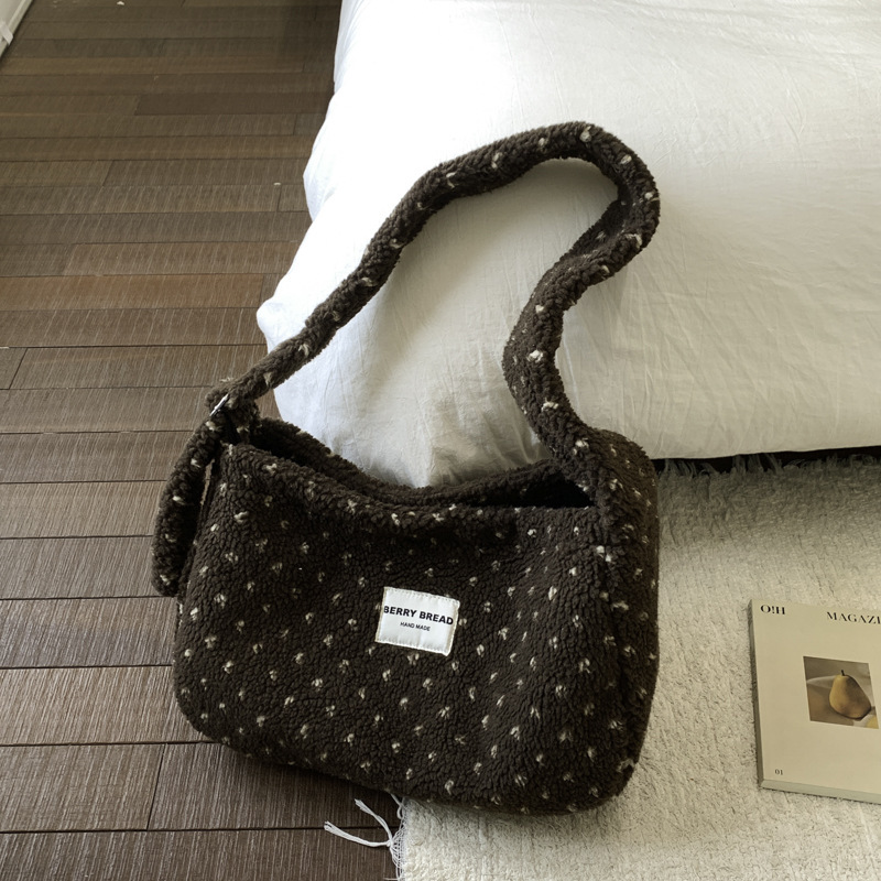 2025 New Autumn and Winter Plush Heart Crossbody Bag Shopping Bag Large Capacity Crossbody Shoulder Canvas Bag