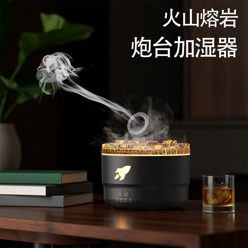 2024 New Model Simulated Flame Aroma Diffuser for Home Desktop, Creative Colorful Ambient Light Humidifier That Creates Smoke Rings