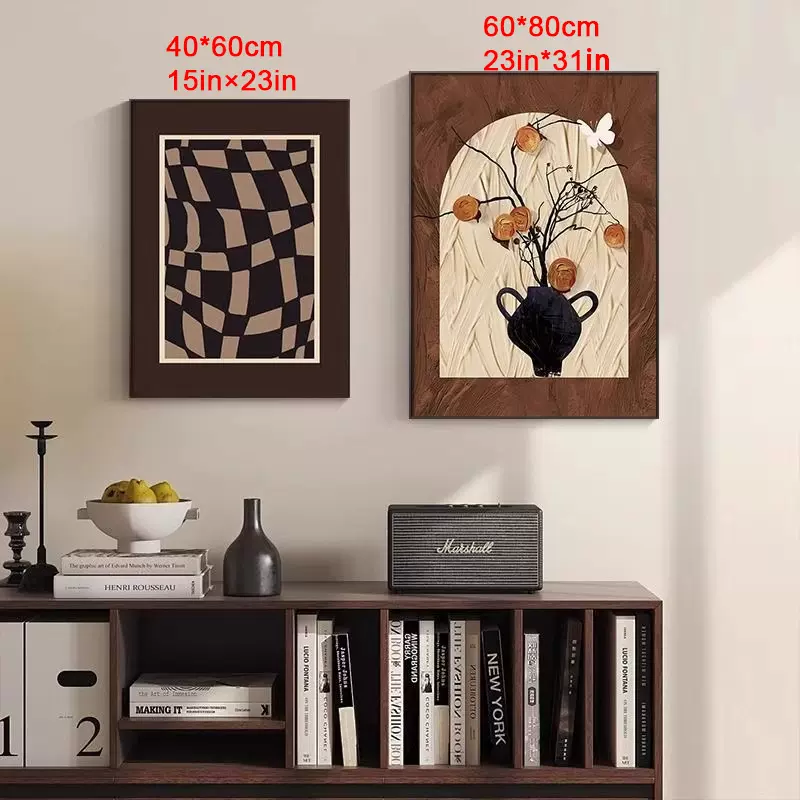 法式复古艺术客厅沙发背景墙挂画高级感中古风柿柿如意餐厅装饰画