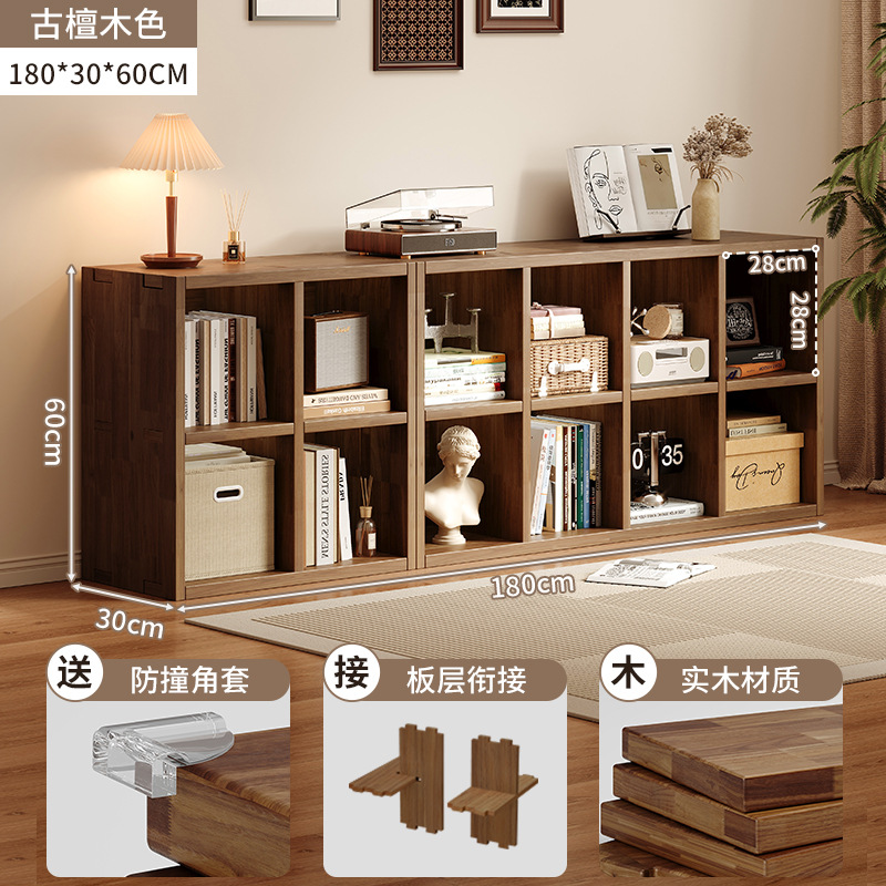 estantería de madera sólida piso bajo armario armario de almacenamiento sala de estar casero combinación de almacenamiento de artículos armario de pared