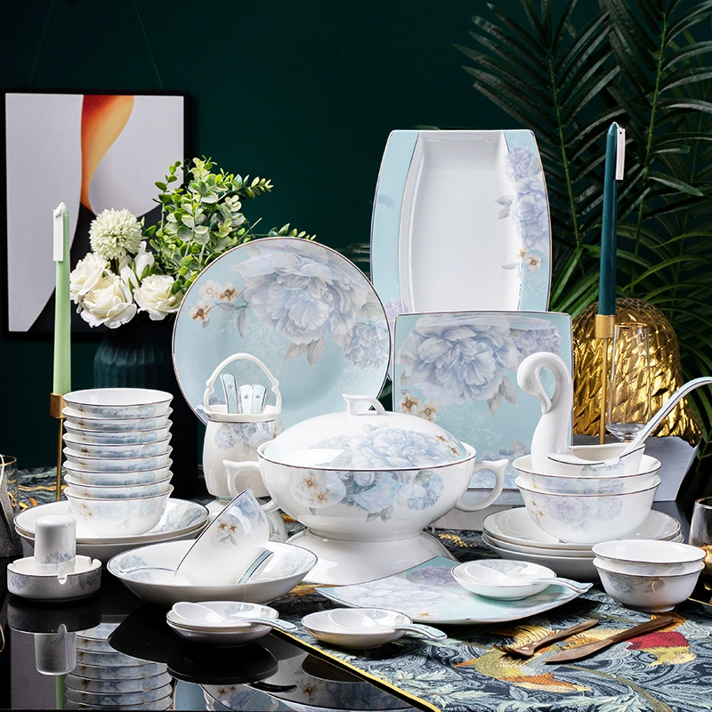 Set, ceramic tableware, Chinese style, simple and elegant design