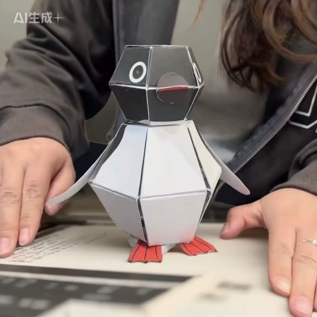 Three dimensional origami, interactive toy, handmade, pinguin, for children and parents