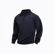 男士摇粒绒卫衣美式男士潮流时尚纯色百搭英伦风摇粒绒小立领上衣