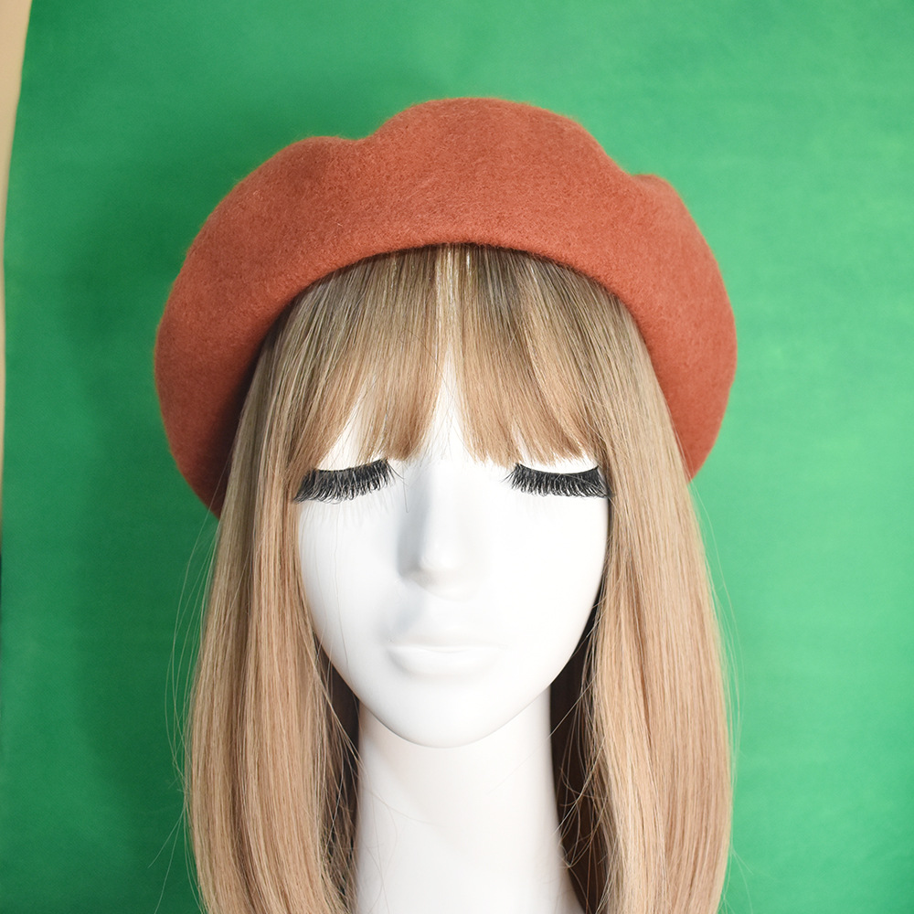 Unisex dam ull premium basker Höst/vinter vintage målarhatt Newsboy hatt rosa_voghion.com