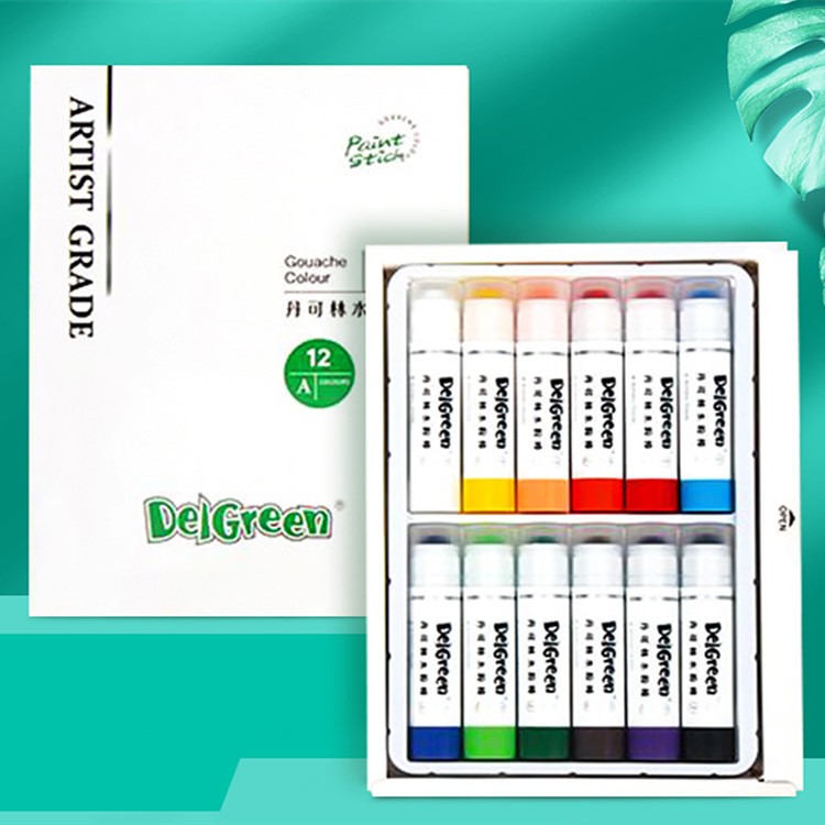 Danklin gouache stick suit white solid rotating crayon 12 color children's painting graffiti supplies professional brush