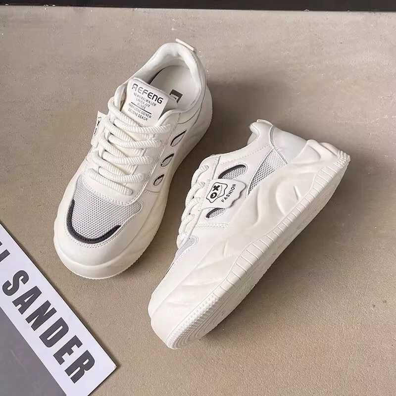 Tide, white shoes platform, footwear, mesh breathable universal sneakers for leisure, trend of season