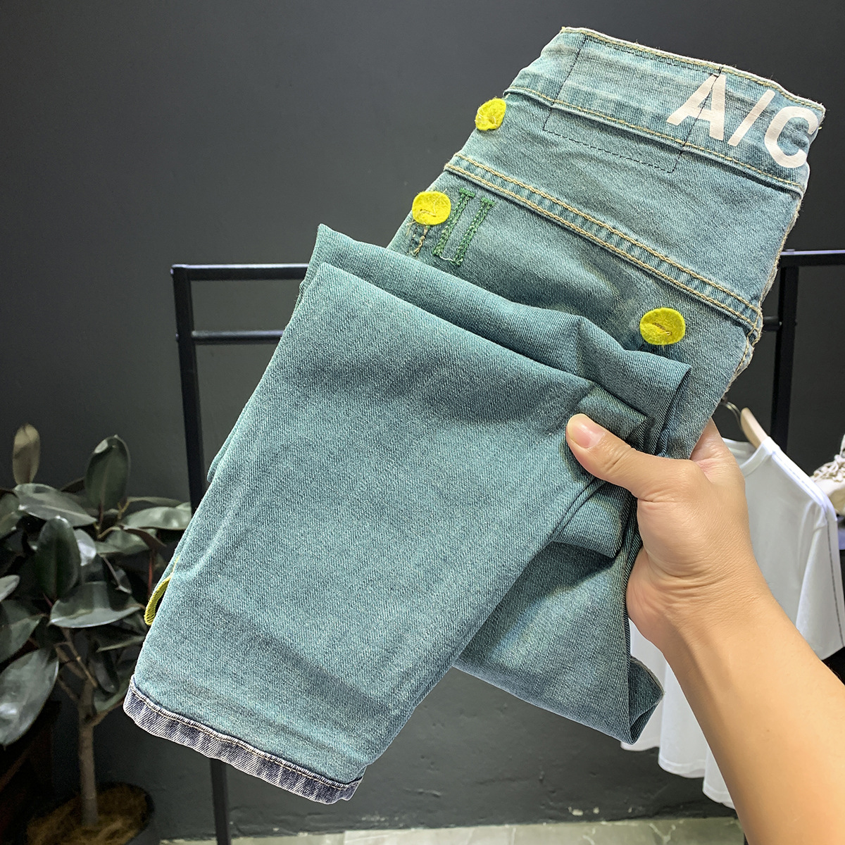 Jean délavé haut de gamme pour hommes, nouvelle marque tendance, élastique, fuselé, polyvalent, coupe ajustée, épais, printemps et automne_voghion.com