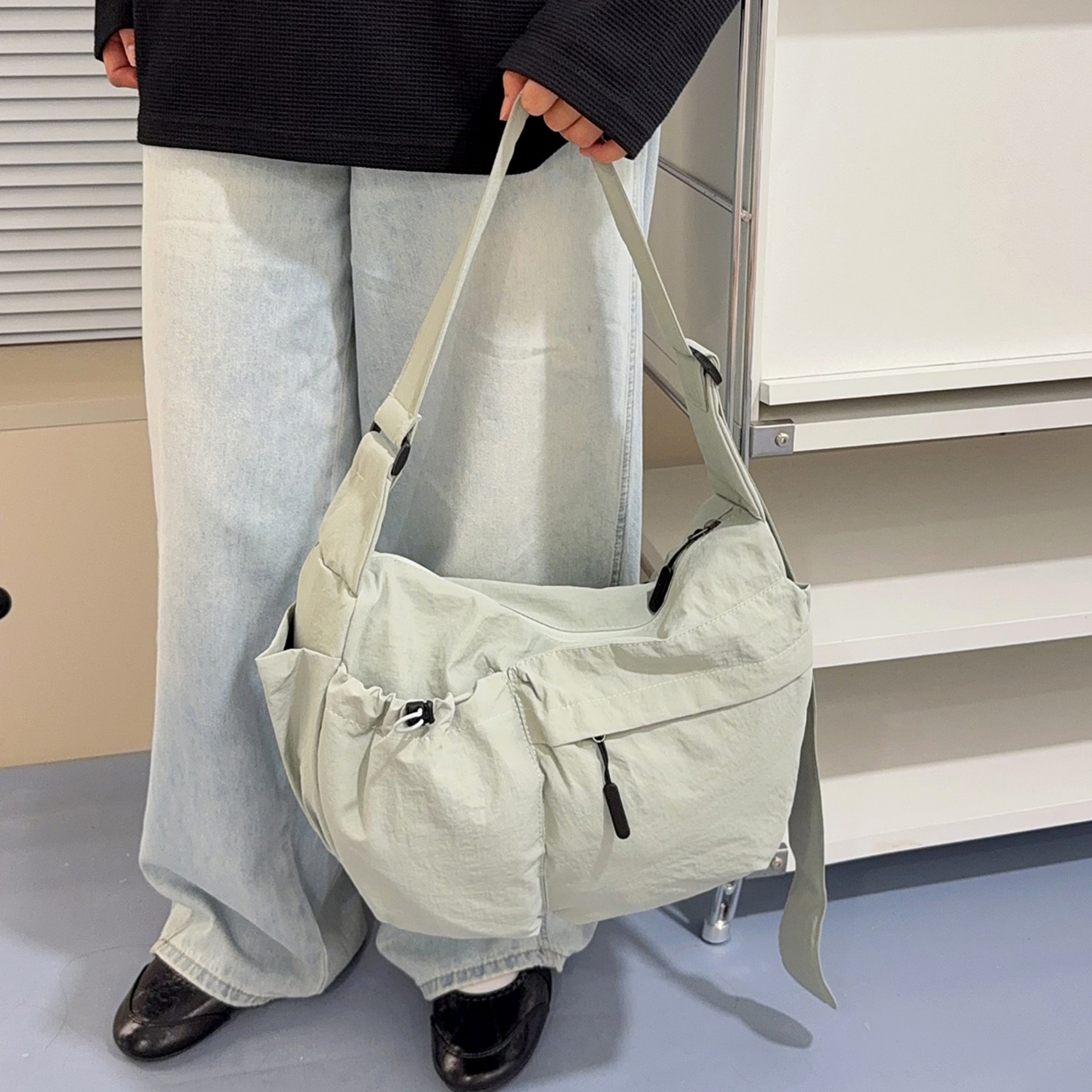 Multi Pocket Soft Nylon Travel Shoulder Tote Bag 3