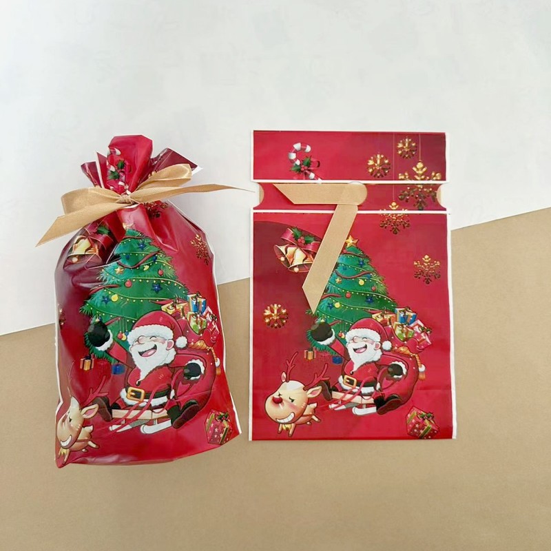 クロスボーダークリスマスプラスチック包装袋、スノーフレーククリスプ巾着袋、ホリデーベーキングビスケット、キャンディギフトバッグ卸売|undefined