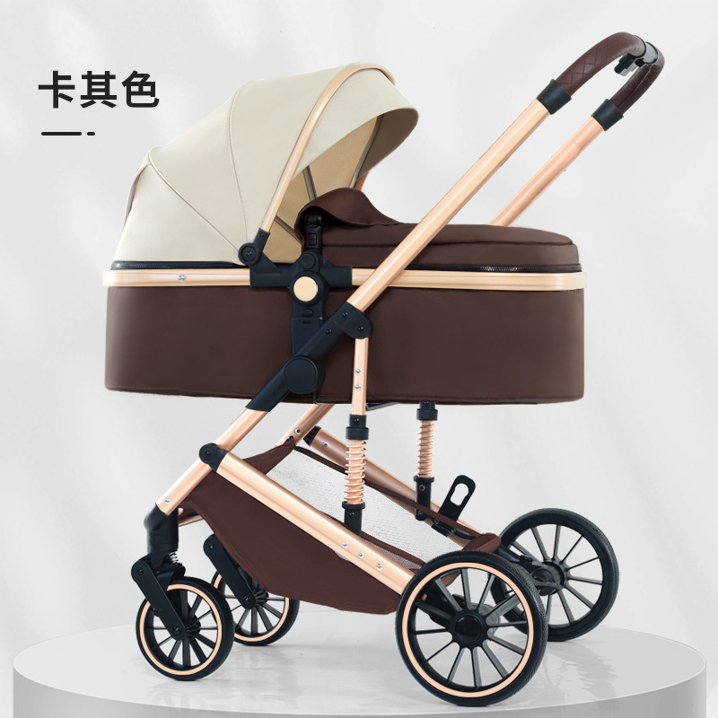 Personalizado alto paisaje cochecito de bebé se puede sentar y acostarse plegable cuatro estaciones cochecito de bebé universal cuatro ruedas antichoque coche bb