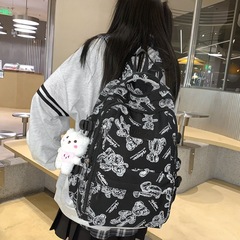 Backpack for Girls in Junior High and High School, Simple Night Light Print Teddy Bear, Unique Design, 2024 New Model Computer Backpack for University Students