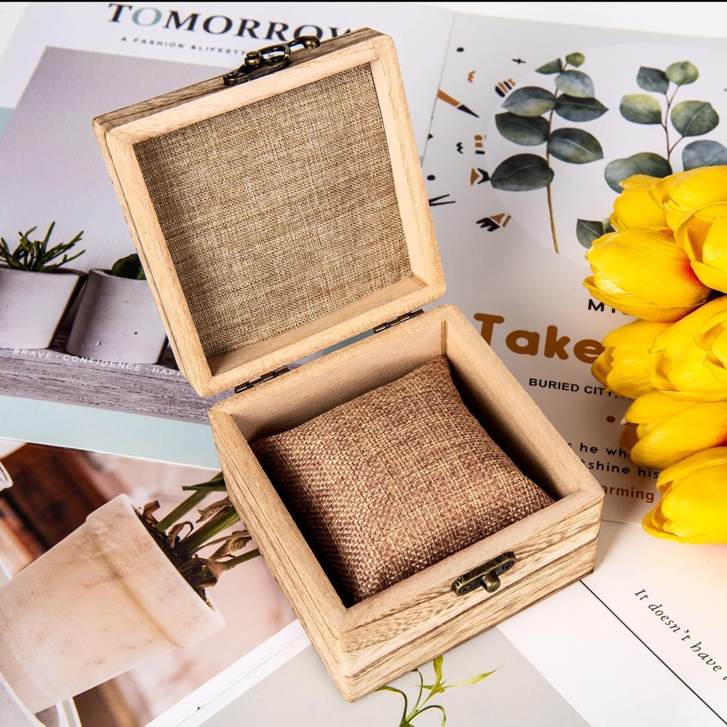 Wooden Jewelry Storage Box with Lock Household Watch Bracelet Collection Box Square Wooden Box Jewelry Jewelry Box
