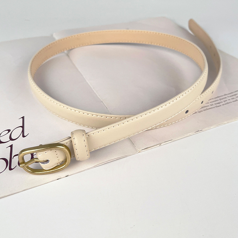 Correa delgada de cuero de las mujeres pantalones casuales pantalones vaqueros estilo coreano de moda todo partido simple de cuero de vaca cinturón de las mujeres