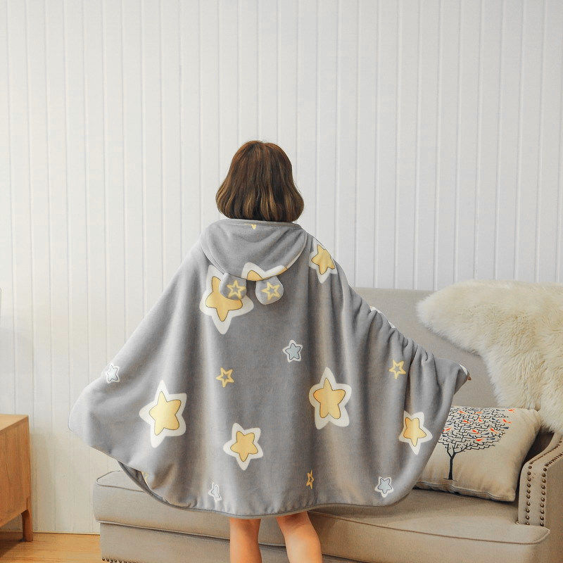 Autumn and winter Coral Flannel Blanket Lazy Blanket Office Siesta air conditioner Shawl Cape cloak multi-function