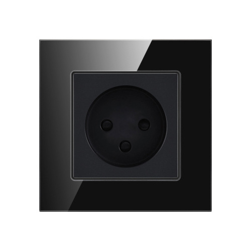 PC glass stainless steel type 86 concealed installation one Israeli plug 3 three-hole 16A European German standard EU power socket