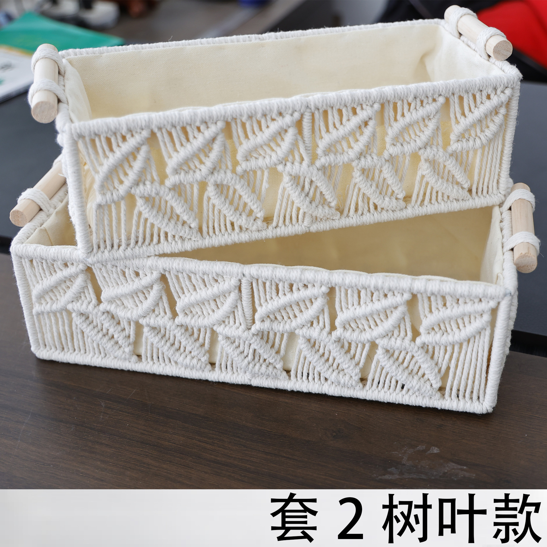 Amazon caja de almacenamiento tejida a mano caja de almacenamiento cuerda de algodón borla papel higiénico de escritorio caja de almacenamiento de objetos pequeños