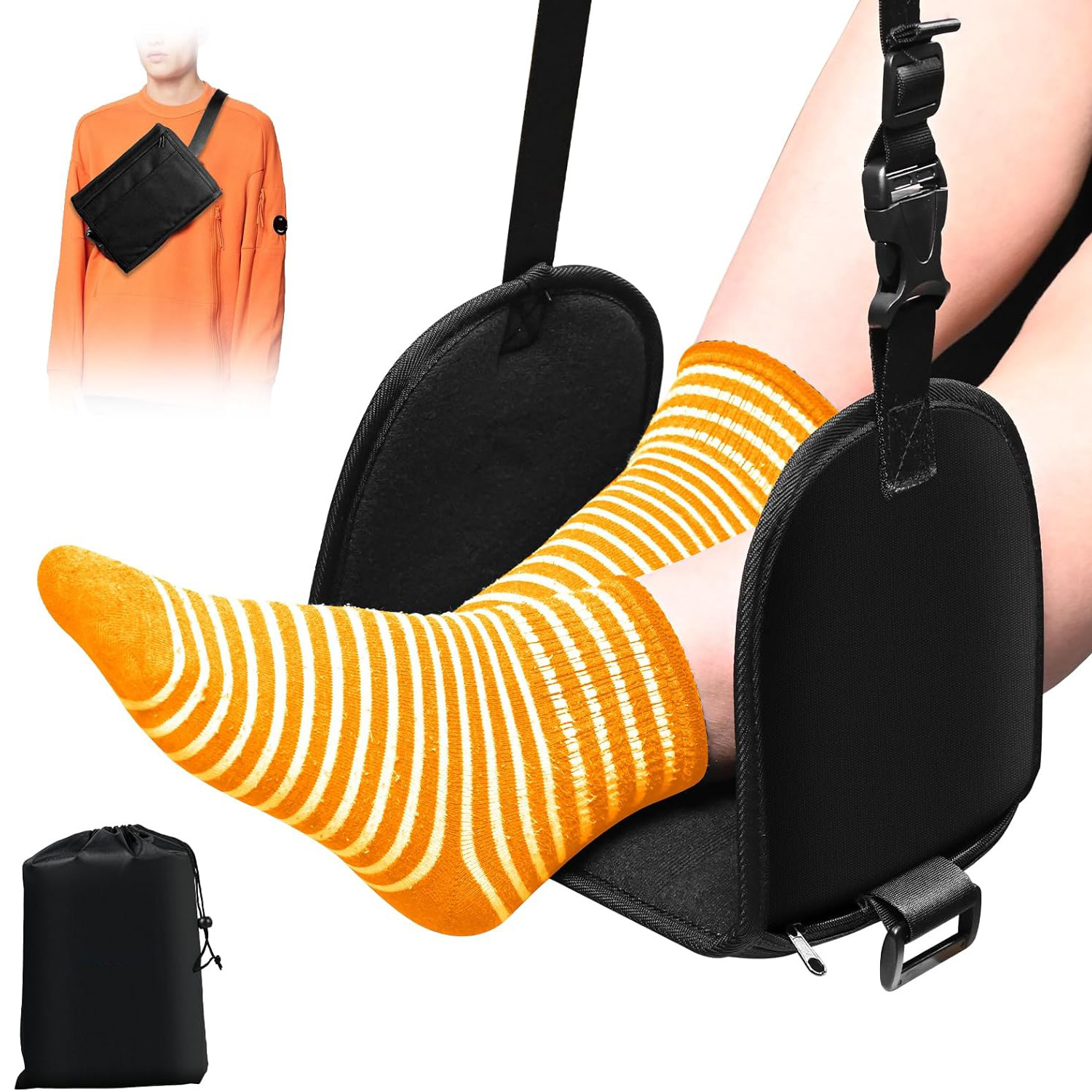 Waist bag black (56*16cm) with storage bag