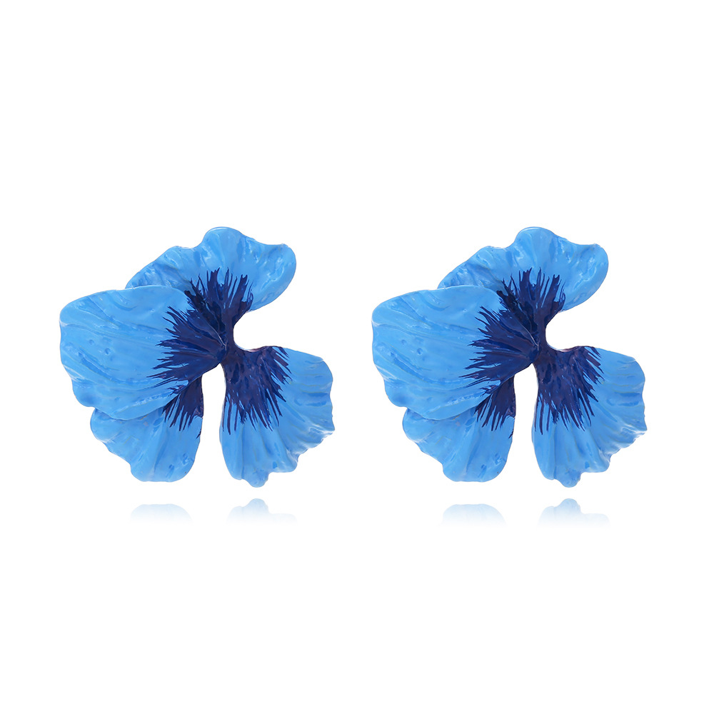 Flower Pattern 1 Pair Pastoral Flower Enamel Alloy Women's Earrings Ear Studs