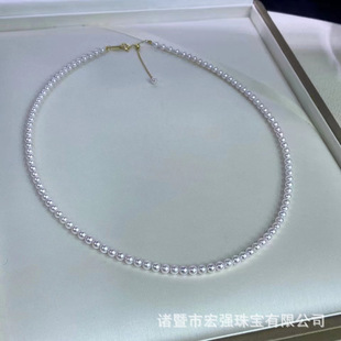 淡水baby珠锁骨链正圆冷白极光18K厚金尾链淡水珍珠项链时尚颈链-阿里巴巴