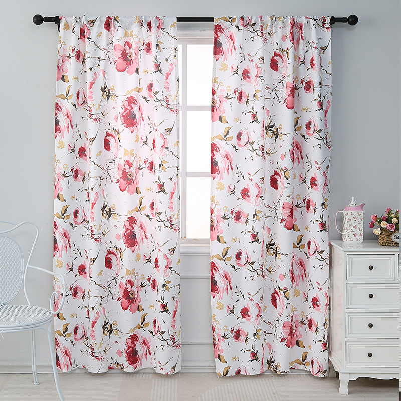 Nordic Fabric Printed Curtains Blackout Perforated For Bedroom New Style_voghion.com