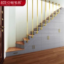 复式公寓阁楼楼梯整体制作隐形衣柜鞋柜制作实木阶梯加柜新品直梯