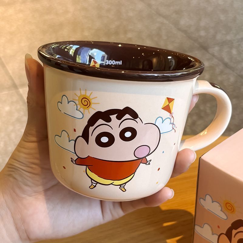 세라믹 머그컵 340ml 눈금 손잡이컵 홈카페용