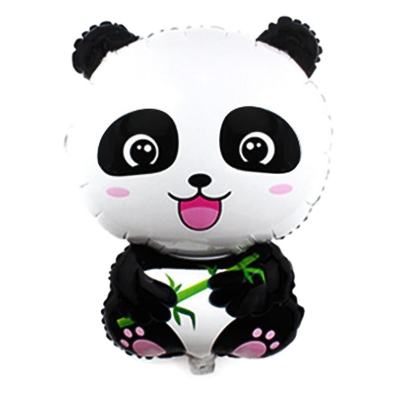 Paquete de globo de Panda forma fiesta de cumpleaños tema diseño película de aluminio globo cola de pez tire decoración de la bandera