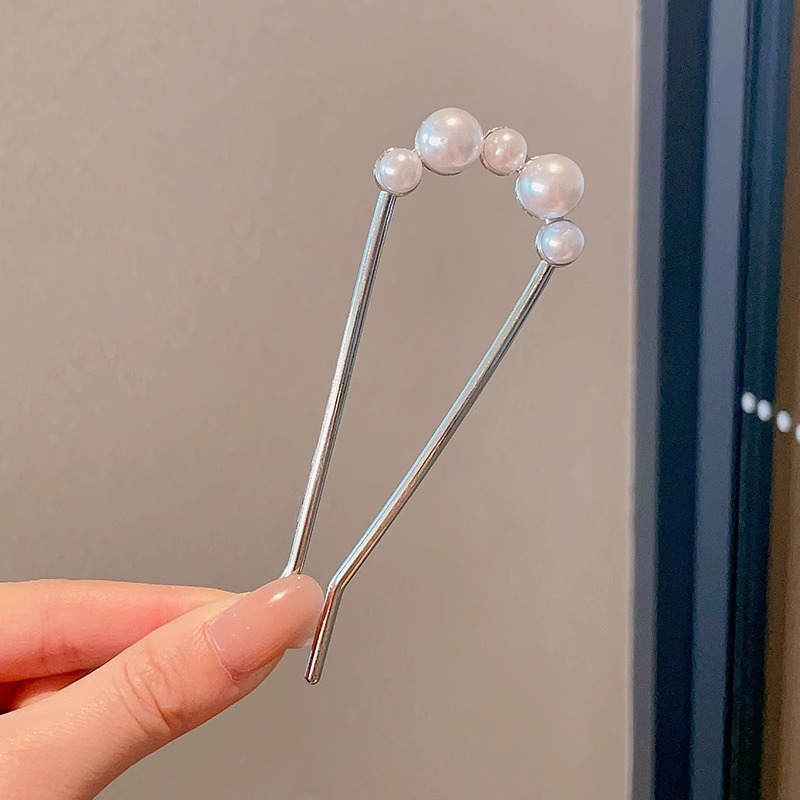 Horquilla de cabello en forma de U de perla de alta calidad horquilla de cabello en la parte posterior de la cabeza femenina horquilla de aleación tocado nuevo peine de horquilla chino