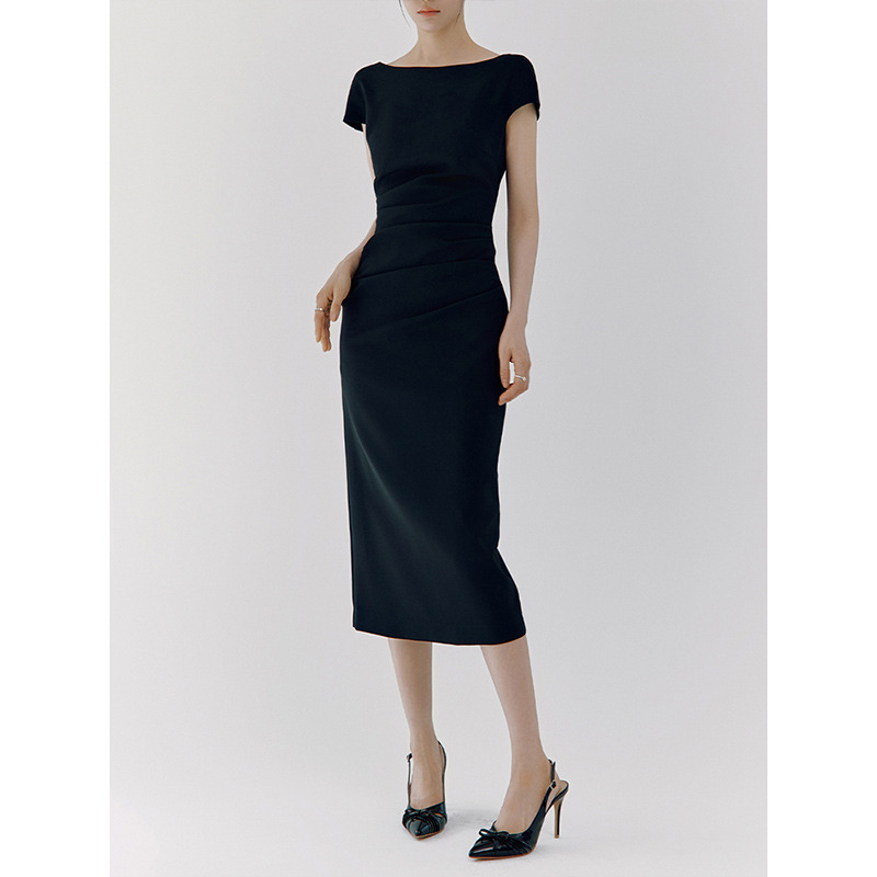 Pleated Dress for Women 2026 Summer New Style Waist-Cinching Korean Style Hip-Hugging Skirt with a High-End Feel and Elegant French Mid-Length Skirt