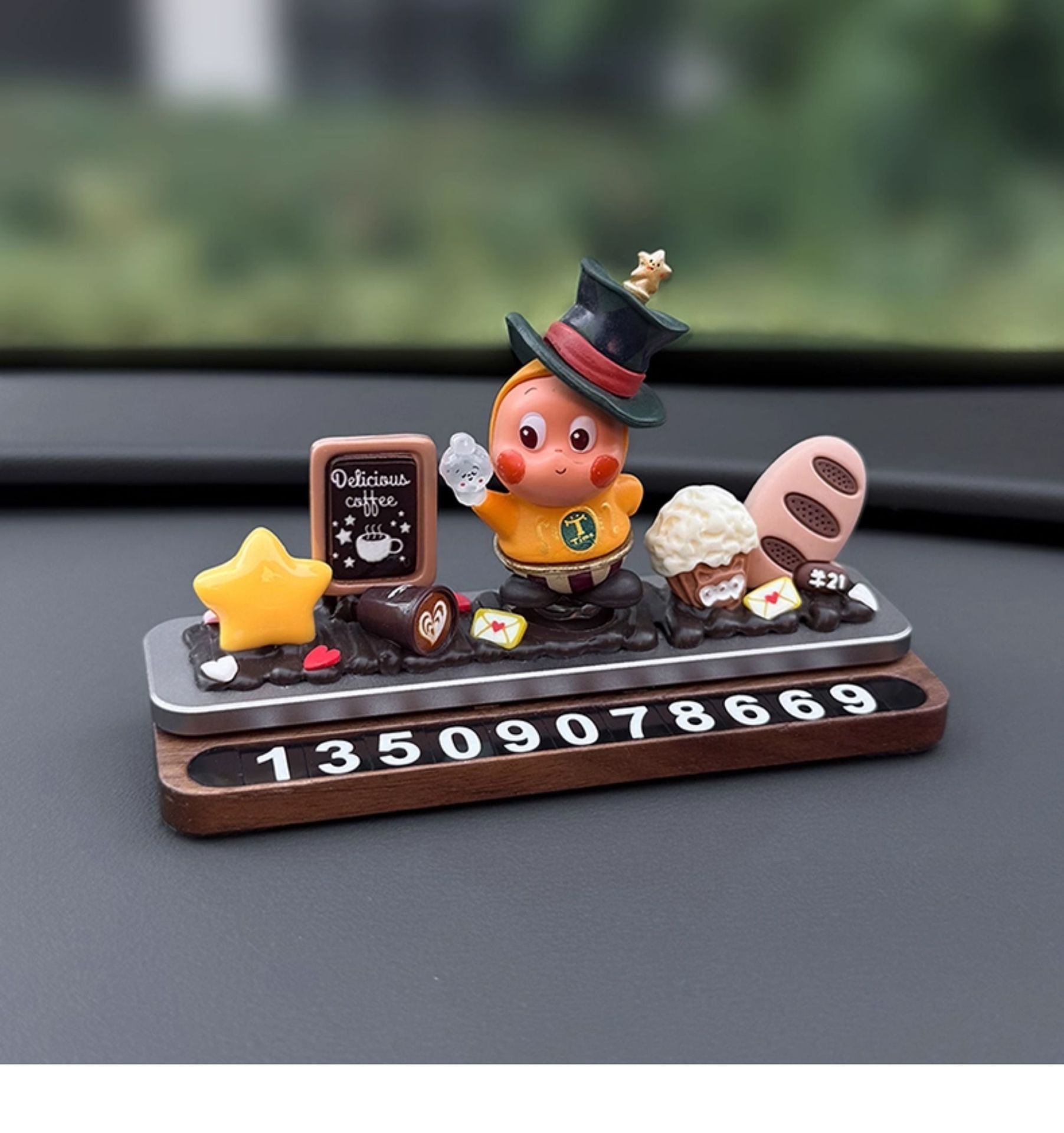 Car Phone Number Plate, Temporary Parking Car Decoration, Cute Star-Shaped Girl Figure