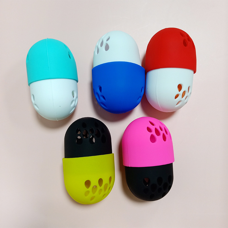 硅胶胶囊美妆蛋收纳盒 便携式收纳架防尘透气 镂空设计