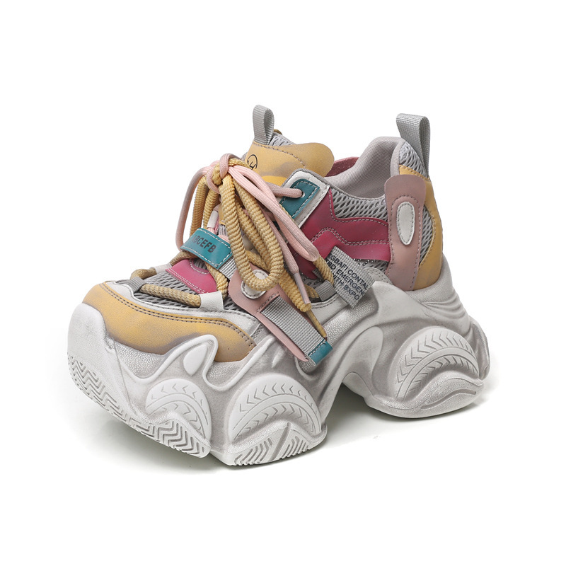 Giày sneaker nữ đế dày chunky lưới thoáng khí tăng chiều cao — màu sắc
