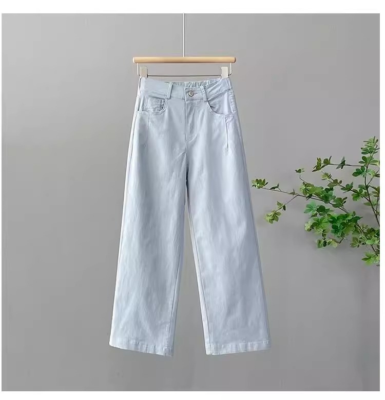 Quần ống đứng nữ cạp cao mỏng nhẹ mùa hè, dáng suông rộng rãi, ống hẹp dần — Màu hồng [tám điểm kiểu mùa hè] chi tiết 20
