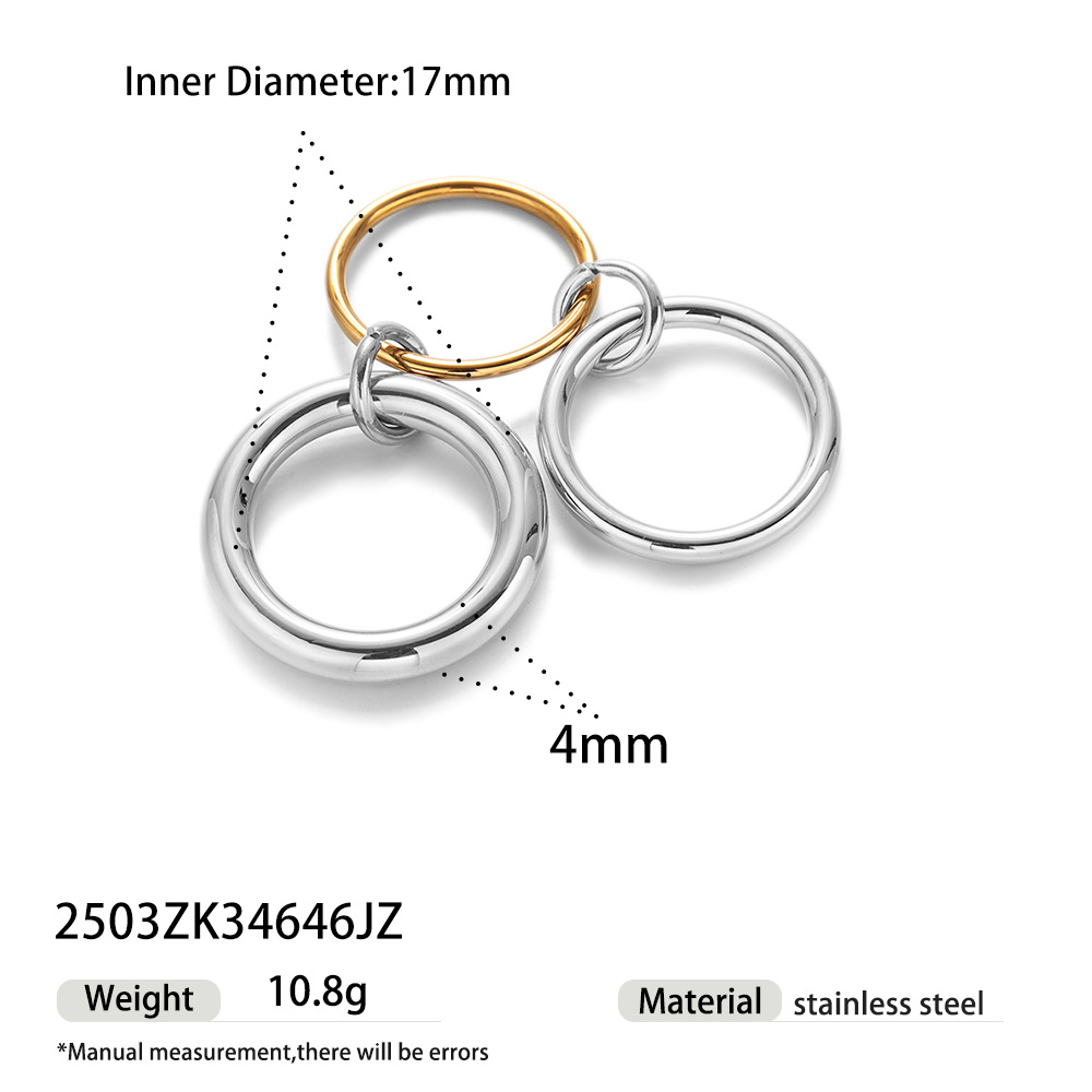 Tena anillo de capa múltiple de dos colores de acero inoxidable europeo y americano, tendencia de moda femenina, modelos calientes, joyas no decoloradas al por mayor