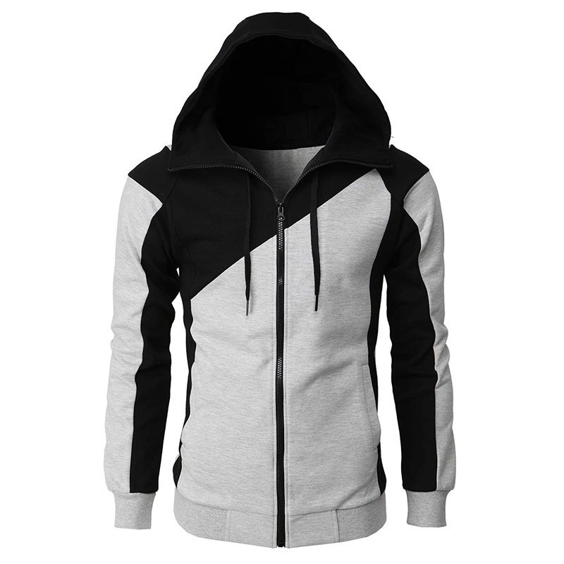 Neue Herbst- und Winterjacke mit kontrastierendem Reißverschluss und Kapuzenpullover, lässige Mode, langärmelige Sportbekleidung für Herren_voghion.com