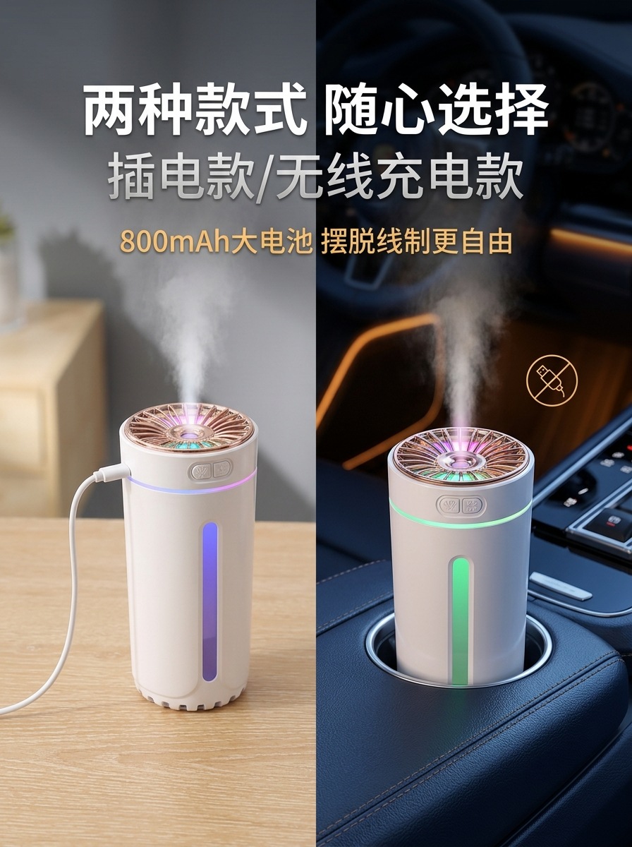 New Car Air Purifier, Negative Ion Humidifier, Car Oxygen Bar Deodorizer, Mini Portable Spray