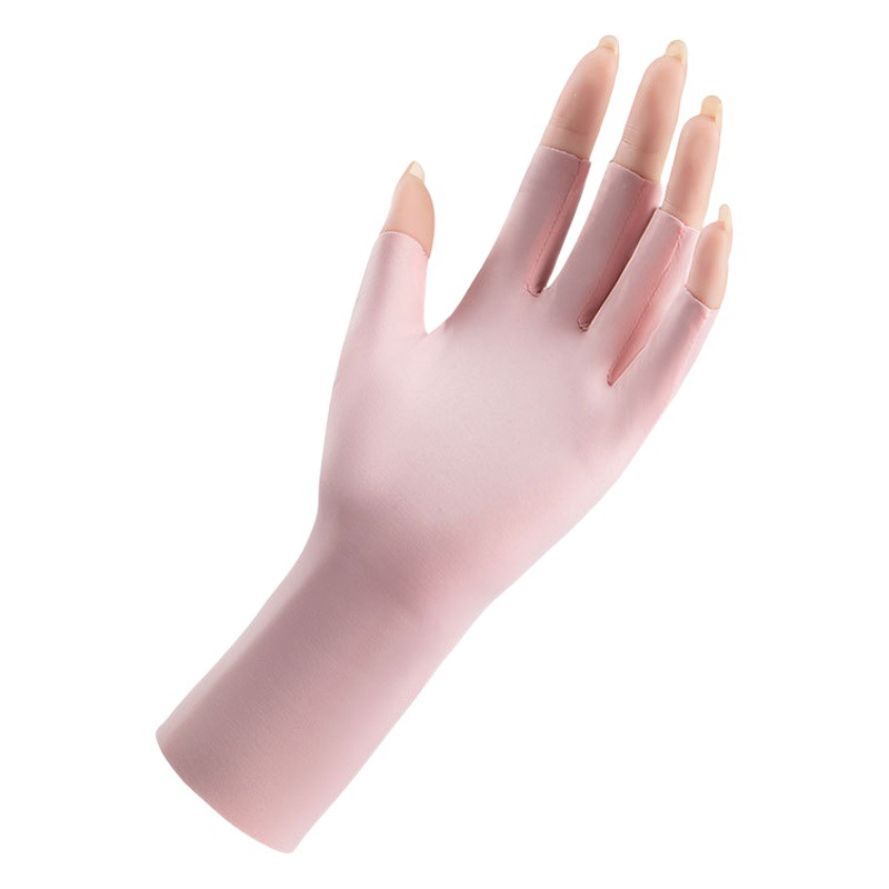 Guantes de protección solar de medio dedo para mujer, finos D149, protección UV, ciclismo al aire libre, guantes de manicura de seda de hielo transpirables